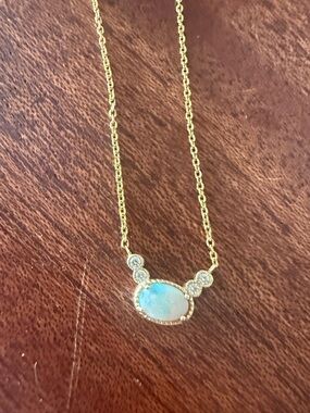 Jennie Kwon 14k Gold fire Opal and diamond Necklace